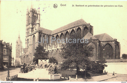 Gent - St Baafskerk en gedenkteeken der gebroeders van Eijck - church - Feldpost - old postcard - 1918 - Belgium - used - JH Postcards
