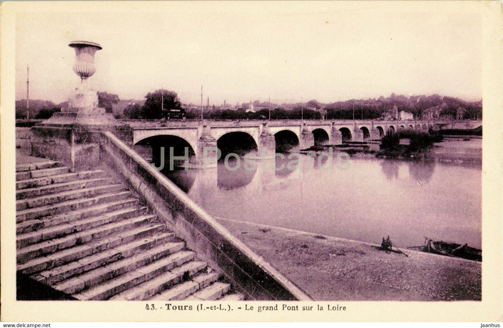 Tours - Le Grand Pont sur la Loire - 43 - bridge - old postcard - France - used - JH Postcards