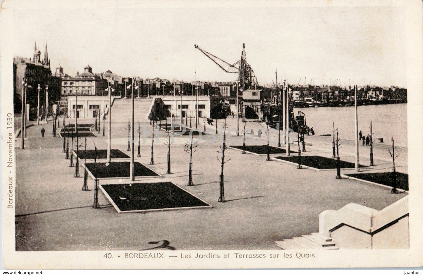 Bordeaux - Les Jardins et Terrasses sur les Quais - 40 - old postcard - 1939 - France - unused - JH Postcards