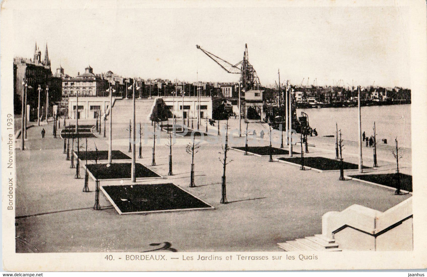 Bordeaux - Les Jardins et Terrasses sur les Quais - 40 - old postcard - 1939 - France - unused - JH Postcards