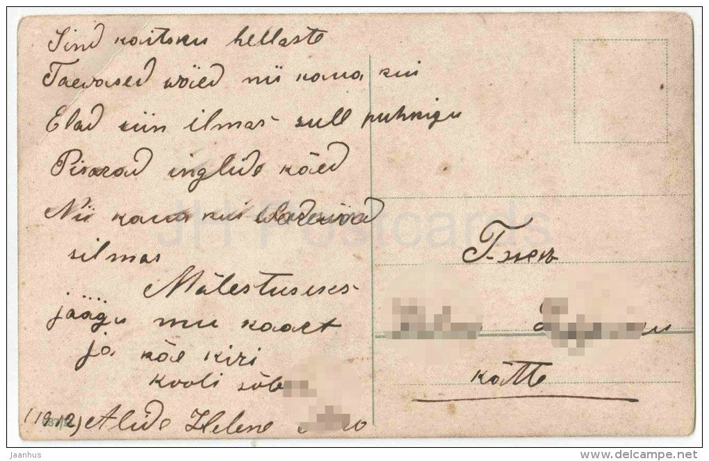 woman and man - couple - 637/II - circulated in Imperial Russia Estonia 1912 - JH Postcards