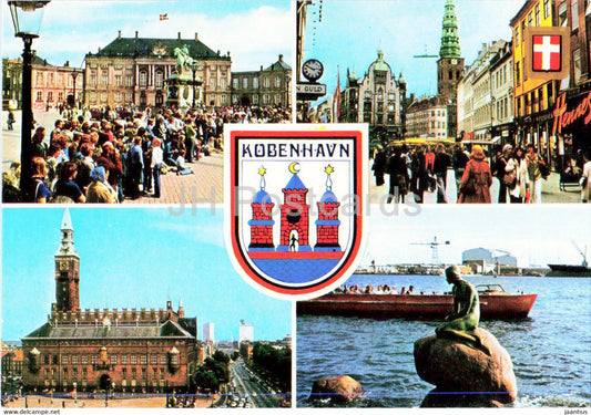 Copenhagen - Little Mermaid - Town Hall - streets - multiview - Agenda - 168 - Denmark - unused - JH Postcards