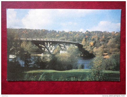 Bridge across the Gauja river near Sigulda - Latvia USSR - unused - JH Postcards