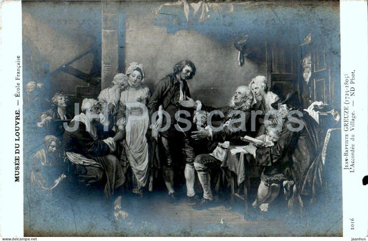 painting by Jean Baptiste Greuze - L'Accordee du Village - Louvre - French art - 1016 - old postcard - France - unused - JH Postcards