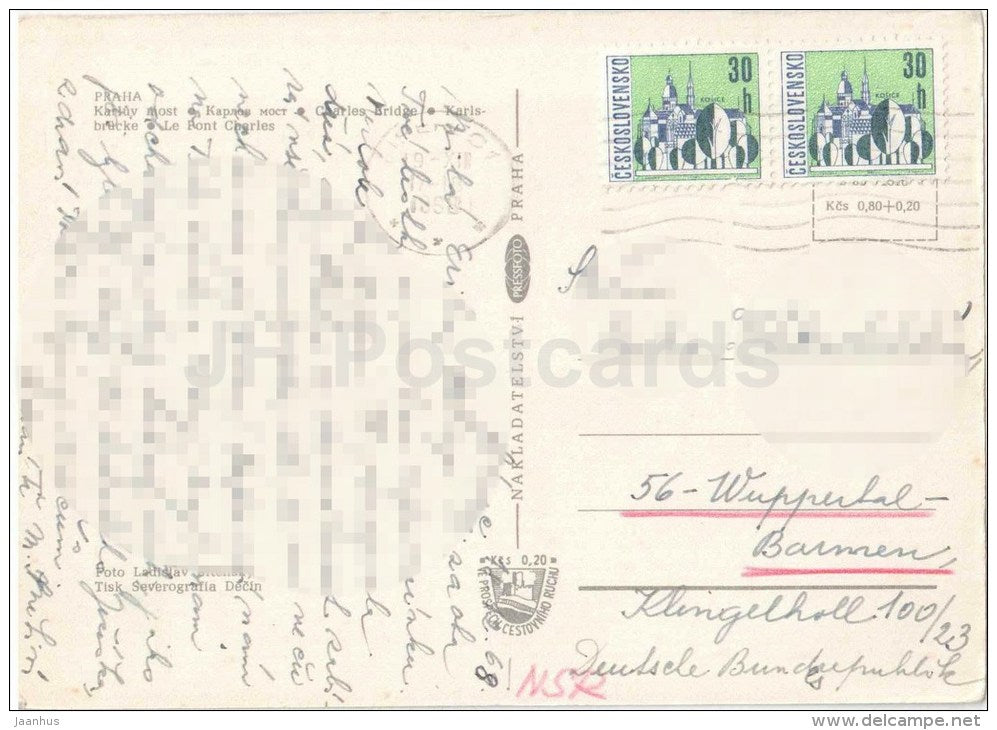 Praha - Prague - Charles Bridge - Czechoslovakia - Czech - used 1968 - JH Postcards