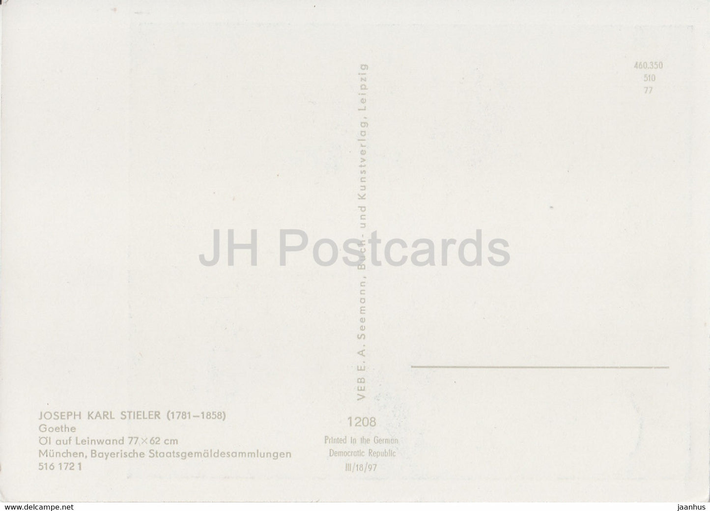 painting by Joseph Karl Stieler - Goethe - 1208 - German art - Germany DDR - unused