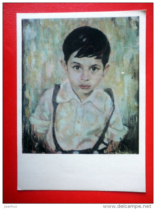 painting by Chintaman Moreshvar Nigudkar . The Innocent Age - boy - indian art - unused - JH Postcards