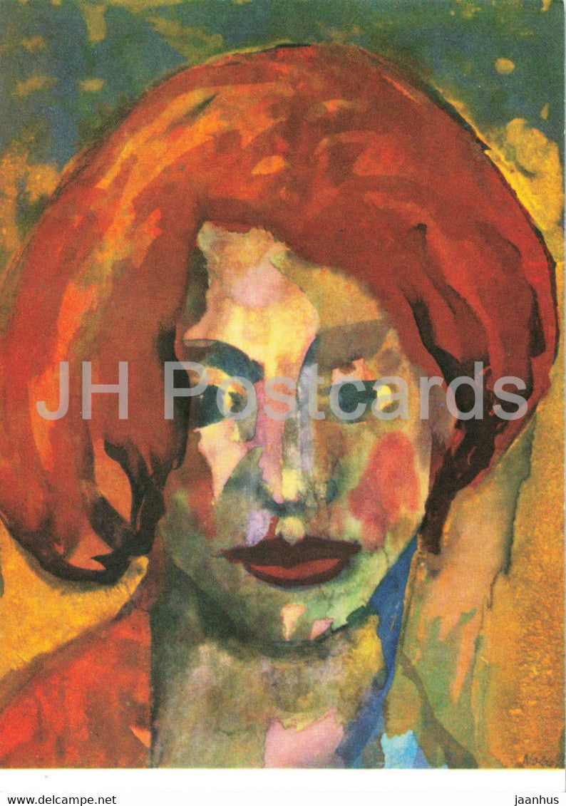 painting by Emil Nolde - Junges Madchen - Young Girl - German art - Germany - unused - JH Postcards