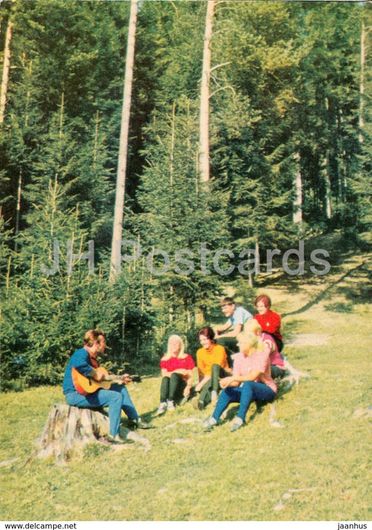 Tourists Song - guitar - Transcarpathia - Zakarpattia - 1970 - Ukraine USSR - unused - JH Postcards