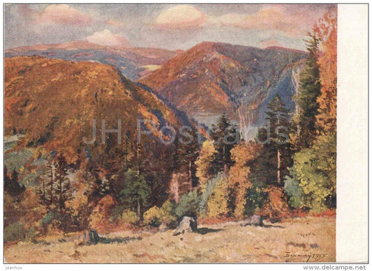 painting by I. Bokshay - Autumn in the Mountains . Transcarpathia - ukrainian art - unused - JH Postcards