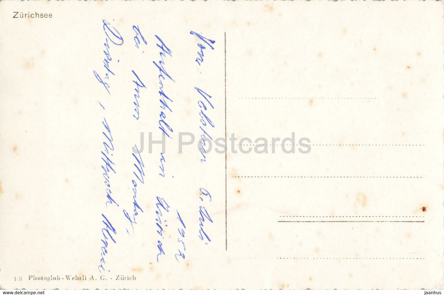 Zurichsee - carte - 13 - carte postale ancienne - Suisse - utilisé