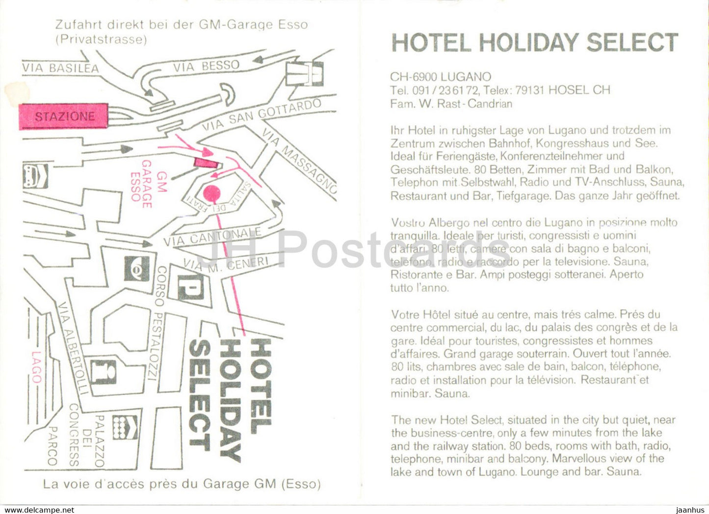 Holiday Hotel Select - Lugano - Switzerland - unused
