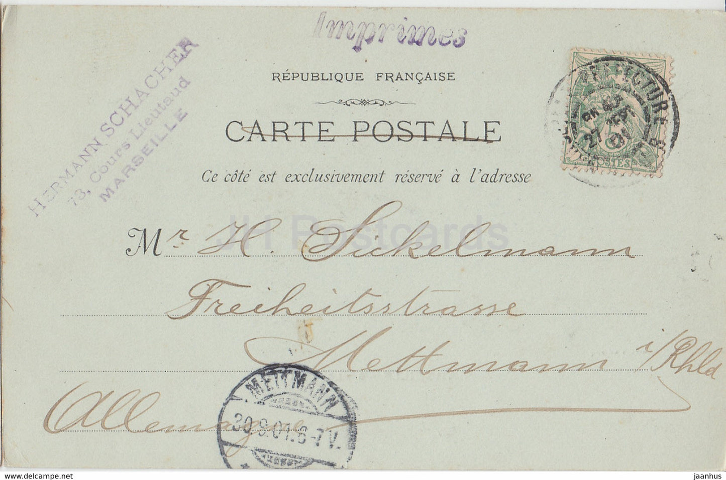 Marseille - La Mairie - 6 - old postcard - 1901 - France - used