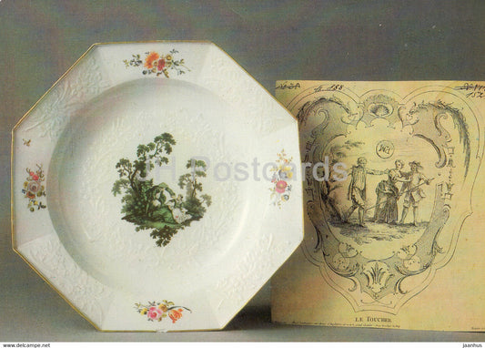 Beilegschale - Gotzkowsky Dessin - porcelain - Porzellan Museum Meissen - DDR Germany - unused - JH Postcards