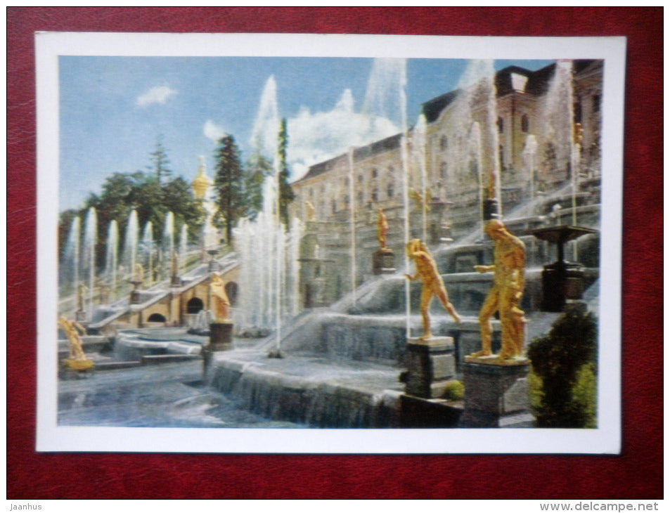 Great Palace and the Great Cascade - Petrodvorets  - 1961 - Russia USSR - unused - JH Postcards