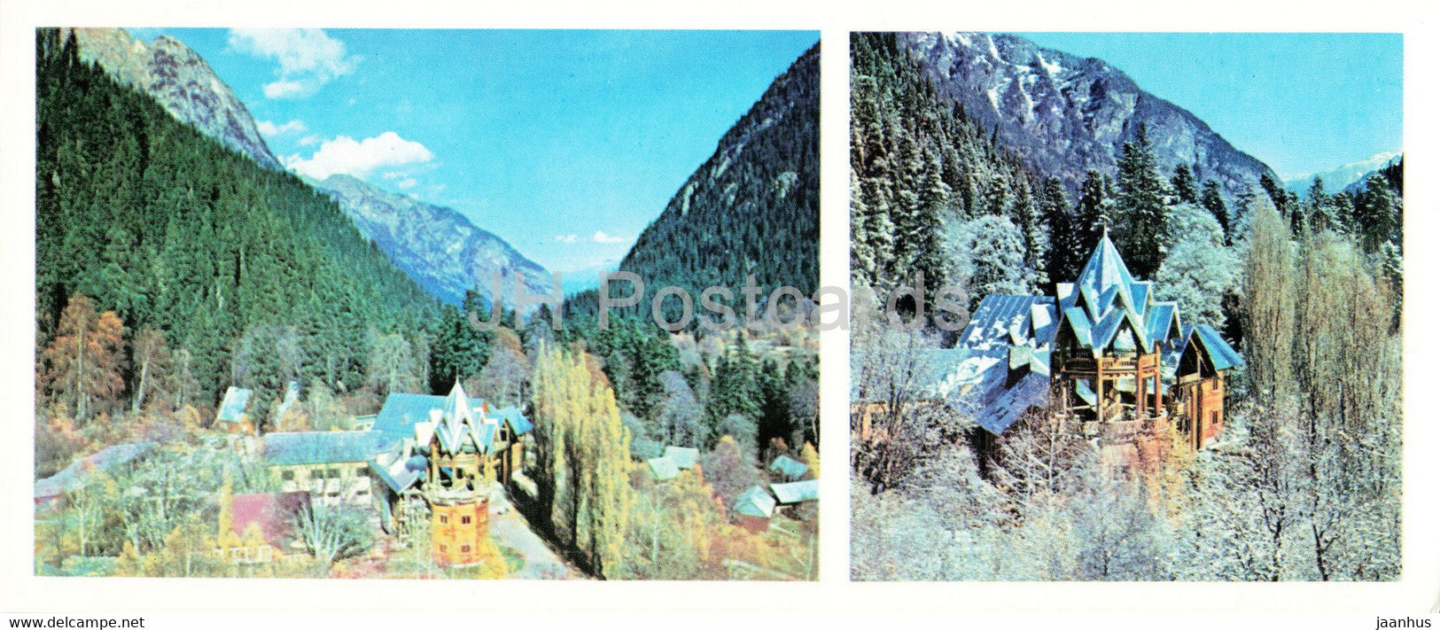 Dombay - Dombai - hotel Sunny Valley in autumn and in winter - 1983 - Russia USSR - unused - JH Postcards