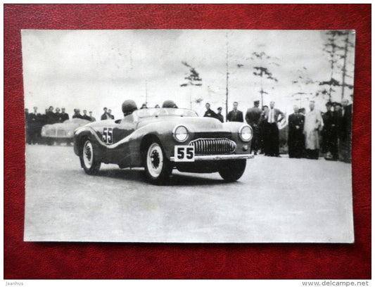 Moskvich-404-Sport , 1954  - russian racing cars - 1986 - Russia USSR - unused - JH Postcards