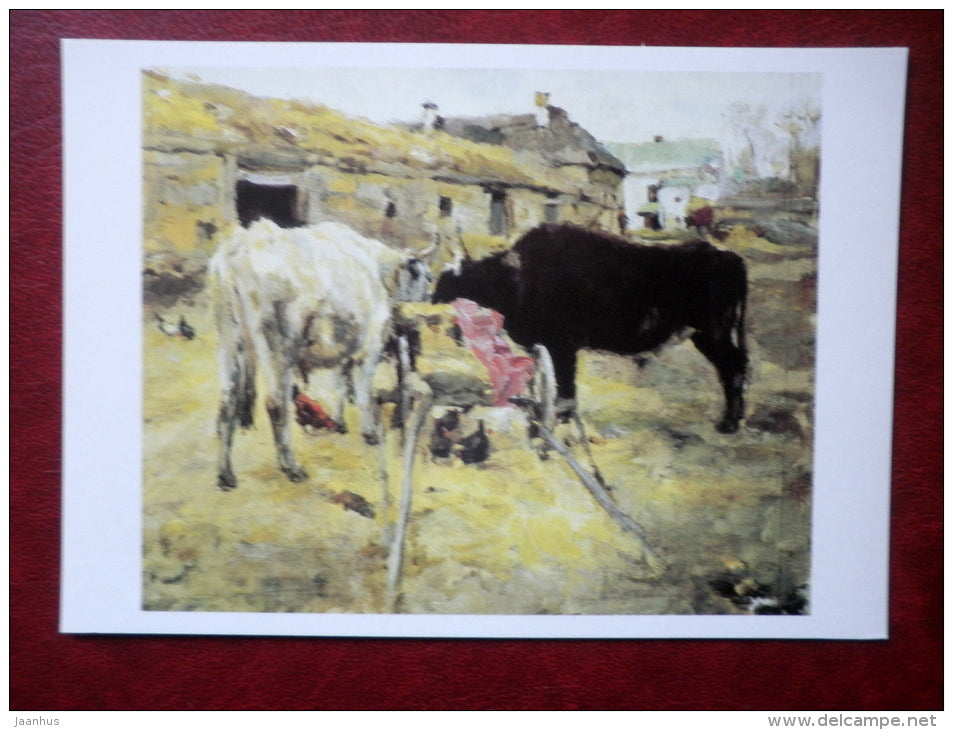 painting by Valentin Serov , The Oxen , 1885 - russian art - unused - JH Postcards