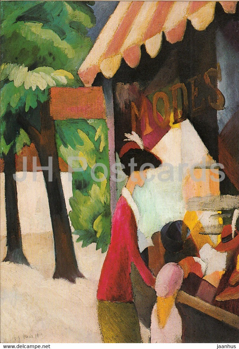 painting by August Macke - Vor dem Hutladen - German art - 1982 - Germany - unused - JH Postcards