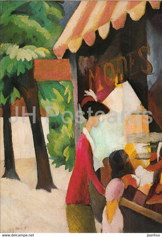 painting by August Macke - Vor dem Hutladen - German art - 1982 - Germany - unused - JH Postcards