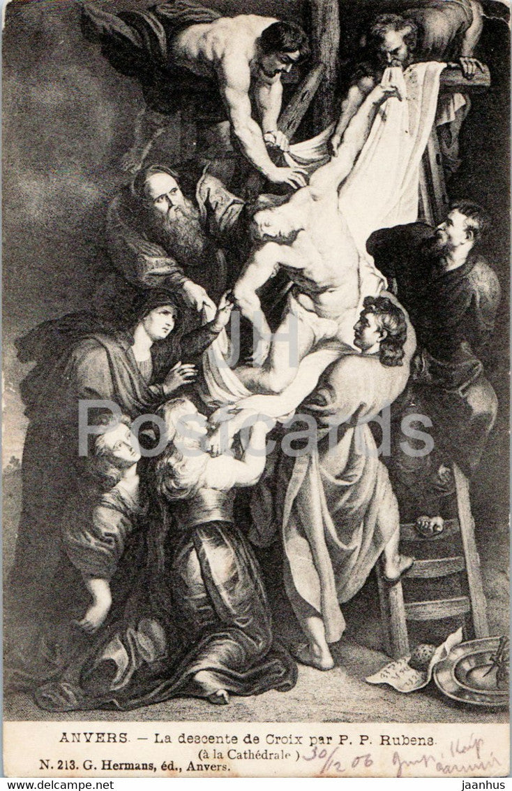 Anvers - Antwerpen - La descente de Croix par P P Rubens - painting - 213 - old postcard - 1920 - Belgium - used - JH Postcards