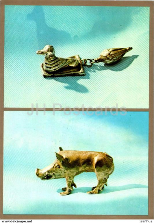 gold pendant - gold figure of boar - animals - Museum of Historic Treasures of Ukraine - 1979 - Ukraine USSR - unused