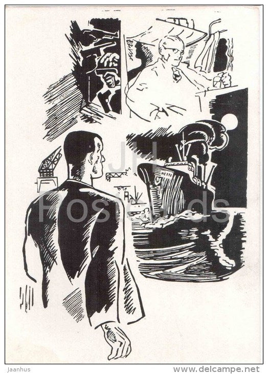 illustration by L. Durasov - To Comrade Nette, a Steamboat and a Man by V. Mayakovsky - 1963 - Russia USSR - unused - JH Postcards