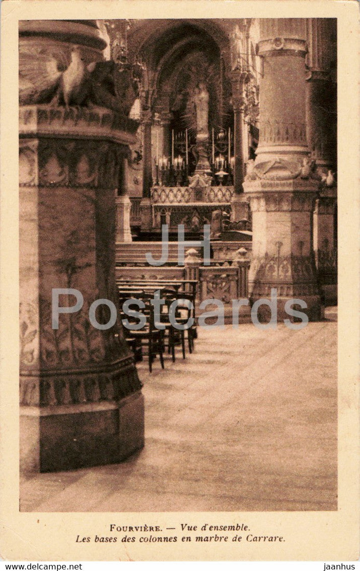 Fourviere - Vue d'ensemble - Les bases des colonnes en marbre de Carrare - old postcard - 1946 - France - used - JH Postcards