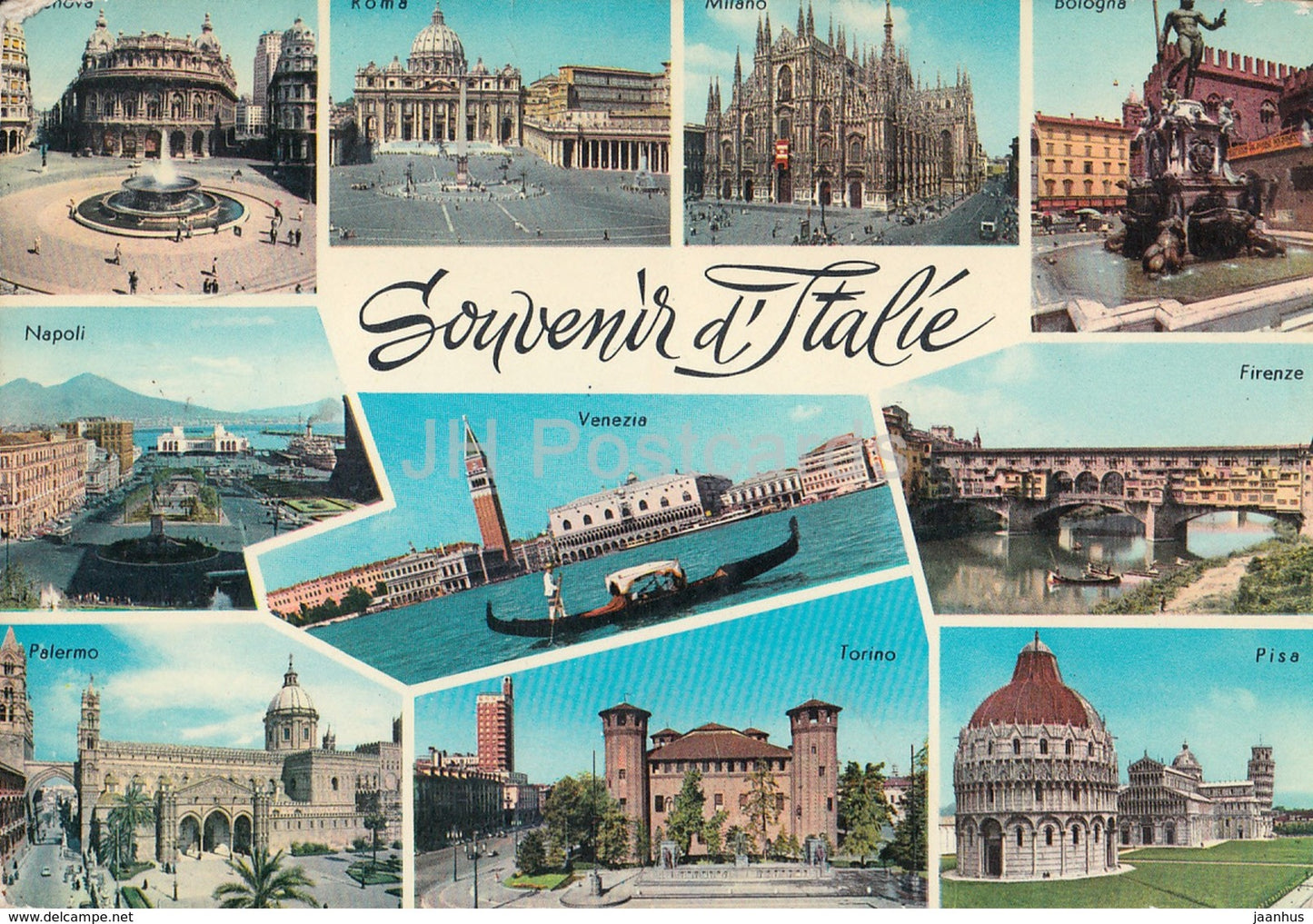 Souvenir d'Italie - Roma - Venezia - Pisa - Napoli - Palermo - Firenze - Torino - Bologna - Italy - 1963 - used - JH Postcards