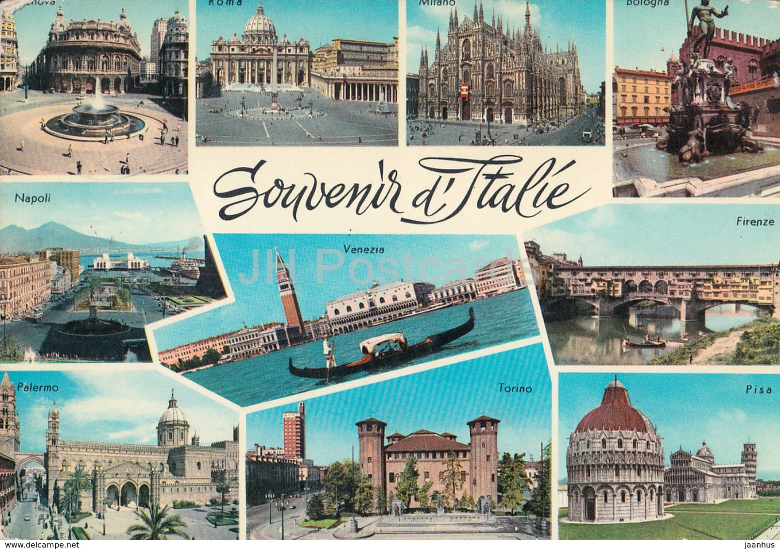 Souvenir d'Italie - Roma - Venezia - Pisa - Napoli - Palermo - Firenze - Torino - Bologna - Italy - 1963 - used - JH Postcards