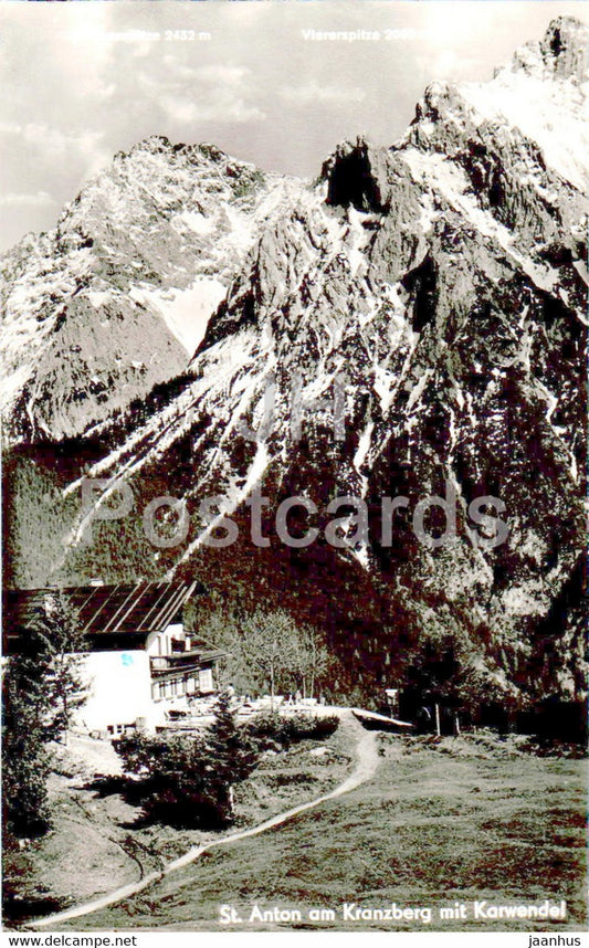 St Anton am Kranzberg mit Karwendel - old postcard - 1955 - Germany - used - JH Postcards
