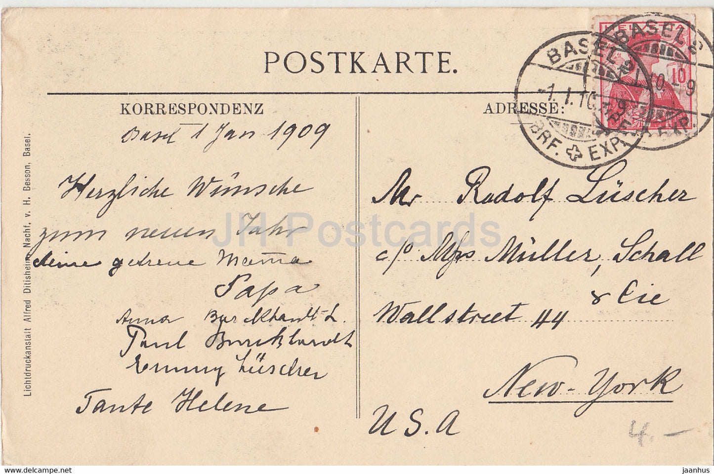 painting by W Balmer - Bazar fur Kinderfursorge und Kostkinderpflege - Swiss art - old postcard 1910 Switzerland - used