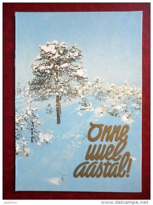 New Year Greeting card - winter landscape - 1988 - Estonia USSR - used - JH Postcards