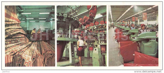 carpet factory - production and knitting Association - boot factory  Almaty - Alma-Ata - 1980 - Kazakhstan USSR - unused - JH Postcards