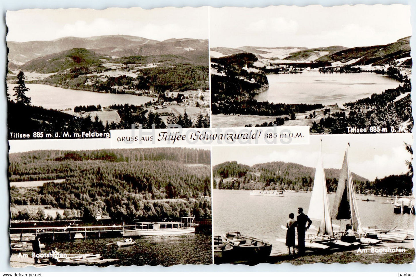 Gruss aus Titisee 885 m - Am Bootshafen - old postcard - Germany - unused - JH Postcards
