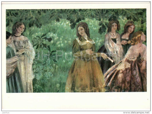 painting by V. Borisov-Musatov - Emerald Necklace , 1901 - women - russian art - unused - JH Postcards
