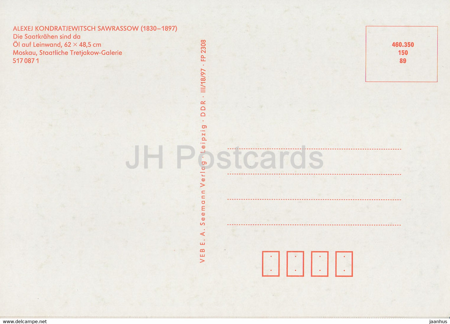 Gemälde von Alexej Sawrassow – Savrasov – Die Saatkrahen sind da – Russische Kunst – Deutschland DDR – unbenutzt