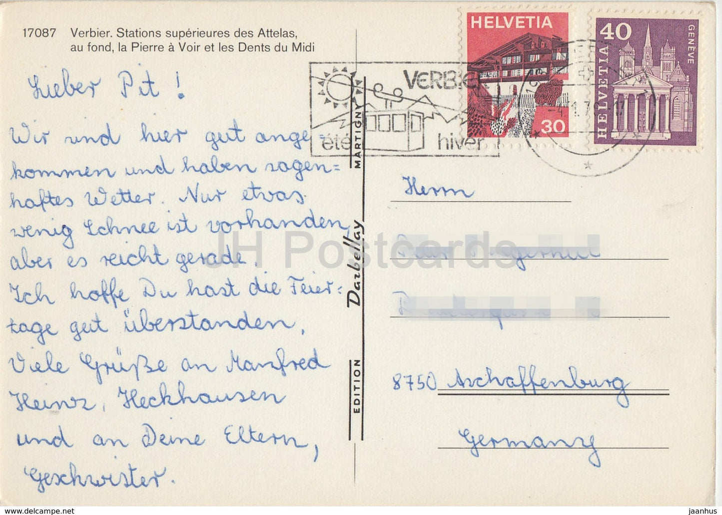 Verbier - Stations supérieures des Attelas - téléphérique - station de ski - 1978 - Suisse - occasion