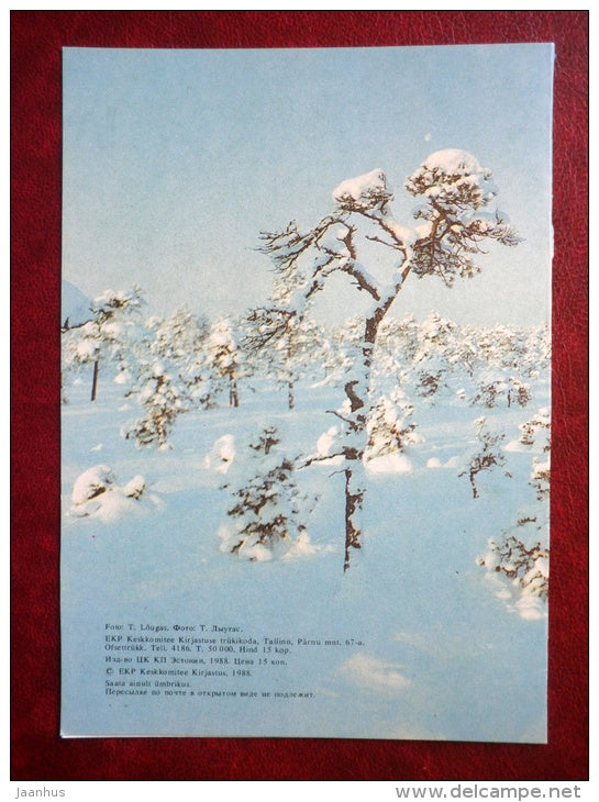 New Year Greeting card - winter landscape - 1988 - Estonia USSR - used - JH Postcards