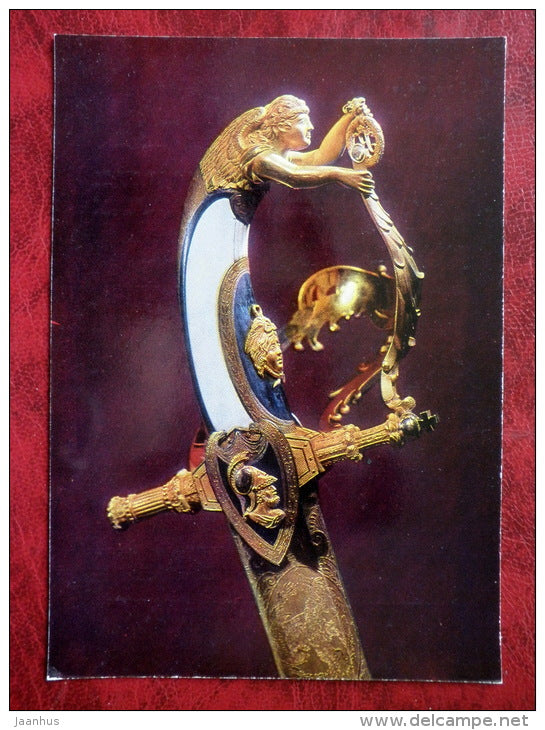Moscow Kremlin Armoury Museum - Sabre Hilt, Master Ivan Bushuyev, Zlatoust 1829 - gold - steel - ivory - unused - JH Postcards