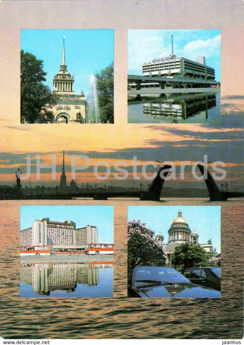 Leningrad - St Petersburg - Admiralty - bus Ikarus hotel Pribaltiiskaya - postal stationery - 1987  Russia USSR - unused - JH Postcards
