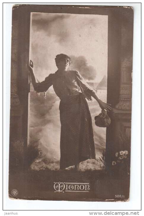 Woman - NPG 500/1 - Mignon - old postcard - circulated in Estonia - used - JH Postcards