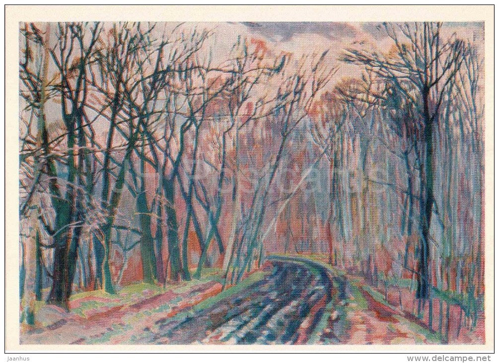 painting by A. Trofimov - Road to the Tolstoy`s Grave - Leo Tolstoy - 1978 - Russia USSR - unused - JH Postcards