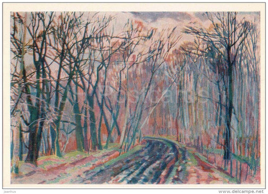 painting by A. Trofimov - Road to the Tolstoy`s Grave - Leo Tolstoy - 1978 - Russia USSR - unused - JH Postcards