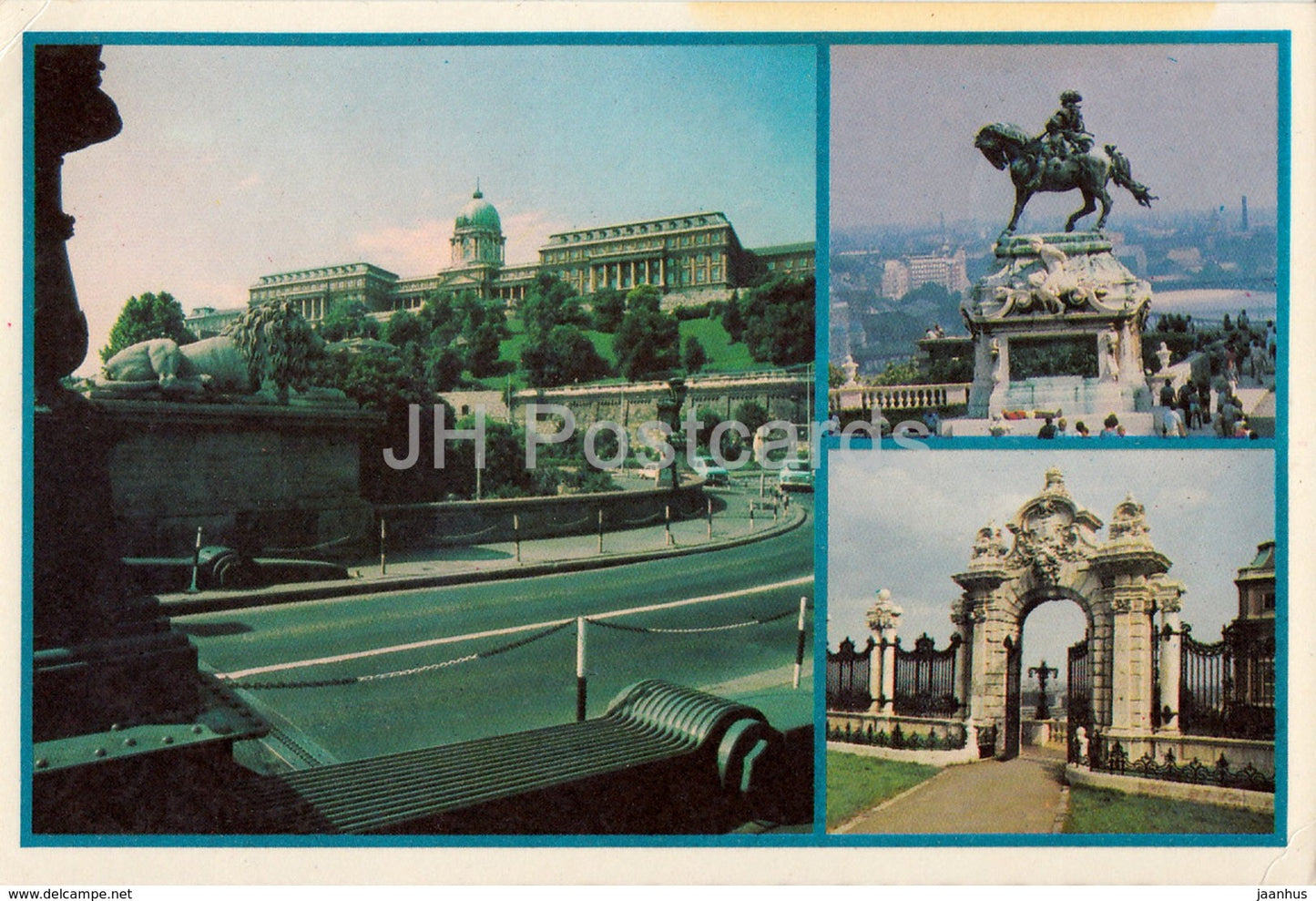 Budapest - Buda Castle - Statue of Eugene de Savoy - castle gate - architecture - multiview - Hungary - used - JH Postcards