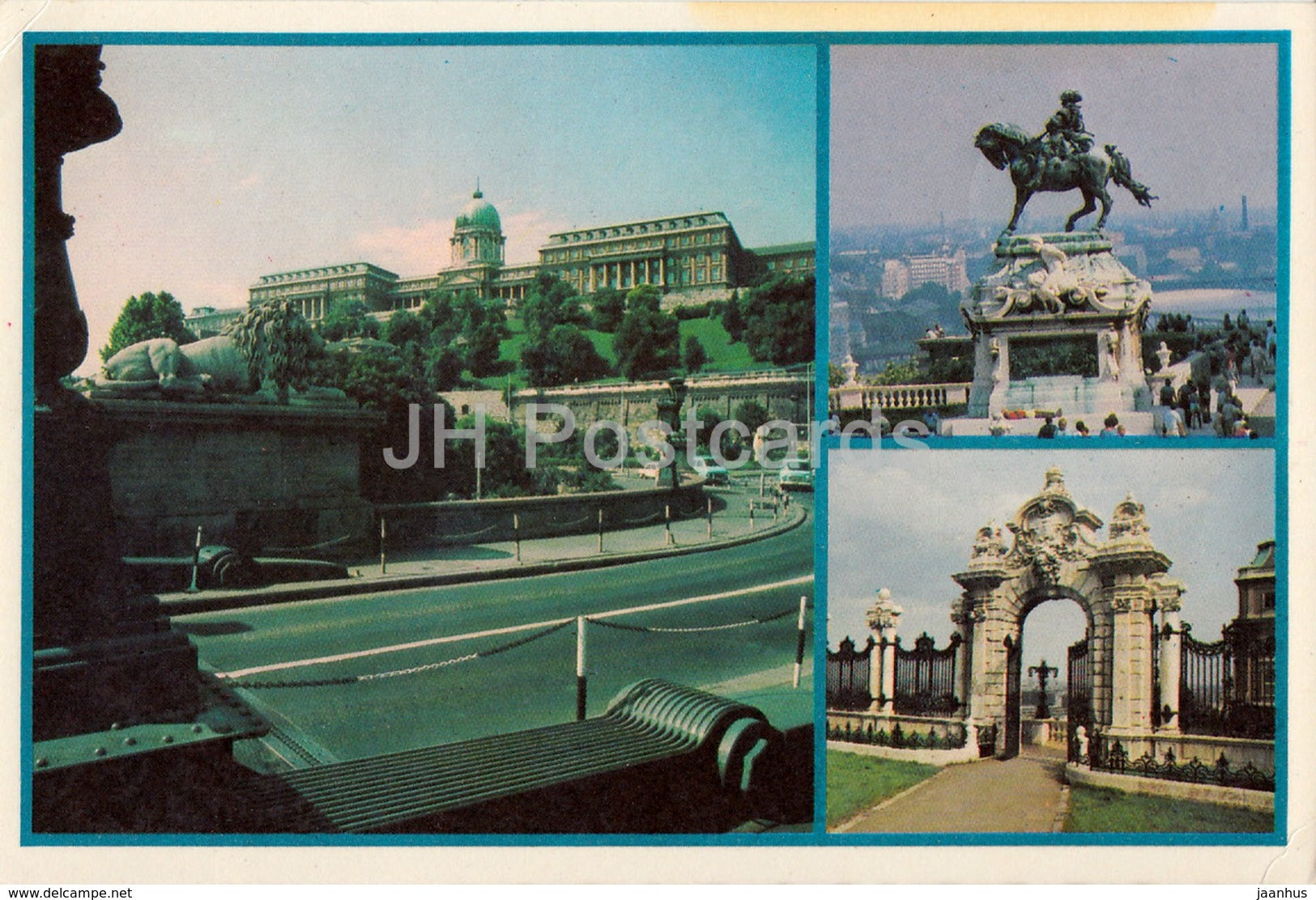 Budapest - Buda Castle - Statue of Eugene de Savoy - castle gate - architecture - multiview - Hungary - used - JH Postcards