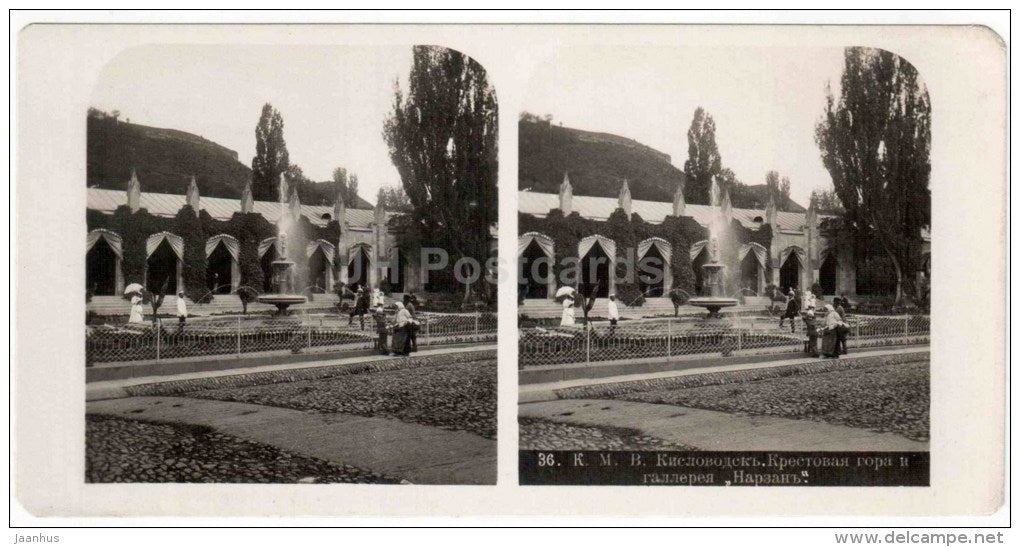 Krestovaya Hill - Narzan Gallery - Kislovodsk - Caucasus - Russia - Russie - stereo photo - stereoscopique - old photo - JH Postcards