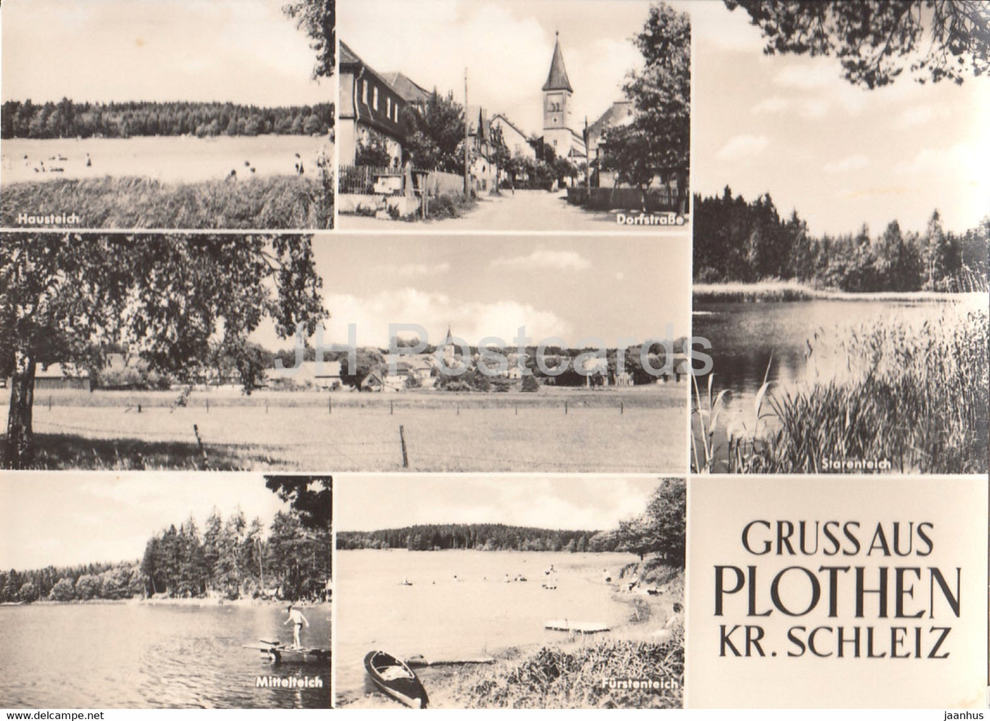 Gruss aus Plothen - Hausteich - Dorfstrasse - Furstenteich - Germany DDR - unused - JH Postcards