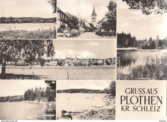 Gruss aus Plothen - Hausteich - Dorfstrasse - Furstenteich - Germany DDR - unused - JH Postcards