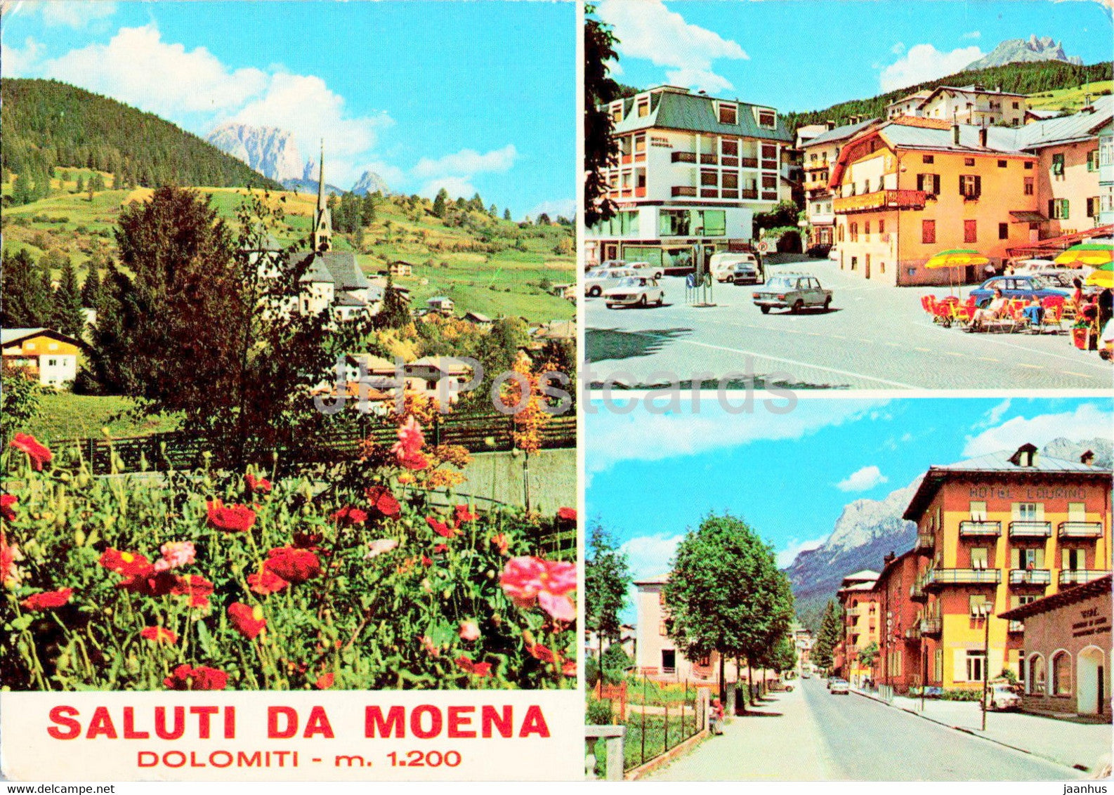 Saluti da Moena - Dolomiti - Panorami - 1974 - Italy - used - JH Postcards